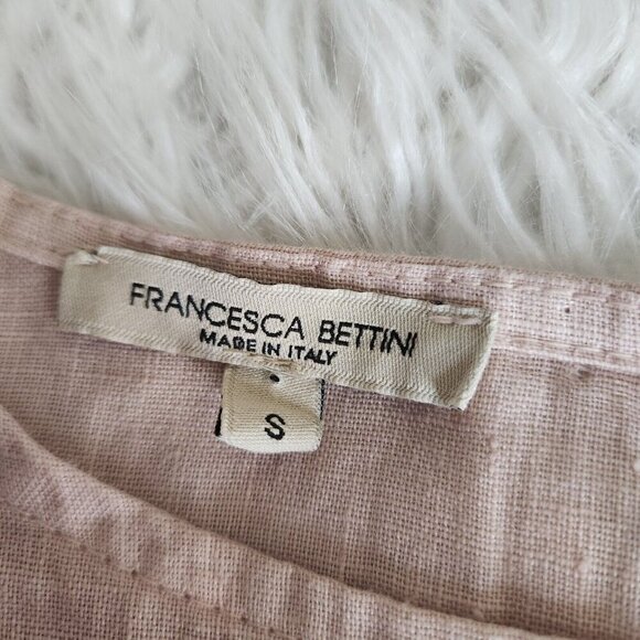 Francesca Bettin 100% Linen‎ Shift Dress S Layered Bell Sleeves Pink Made Italy - Picture 5 of 16